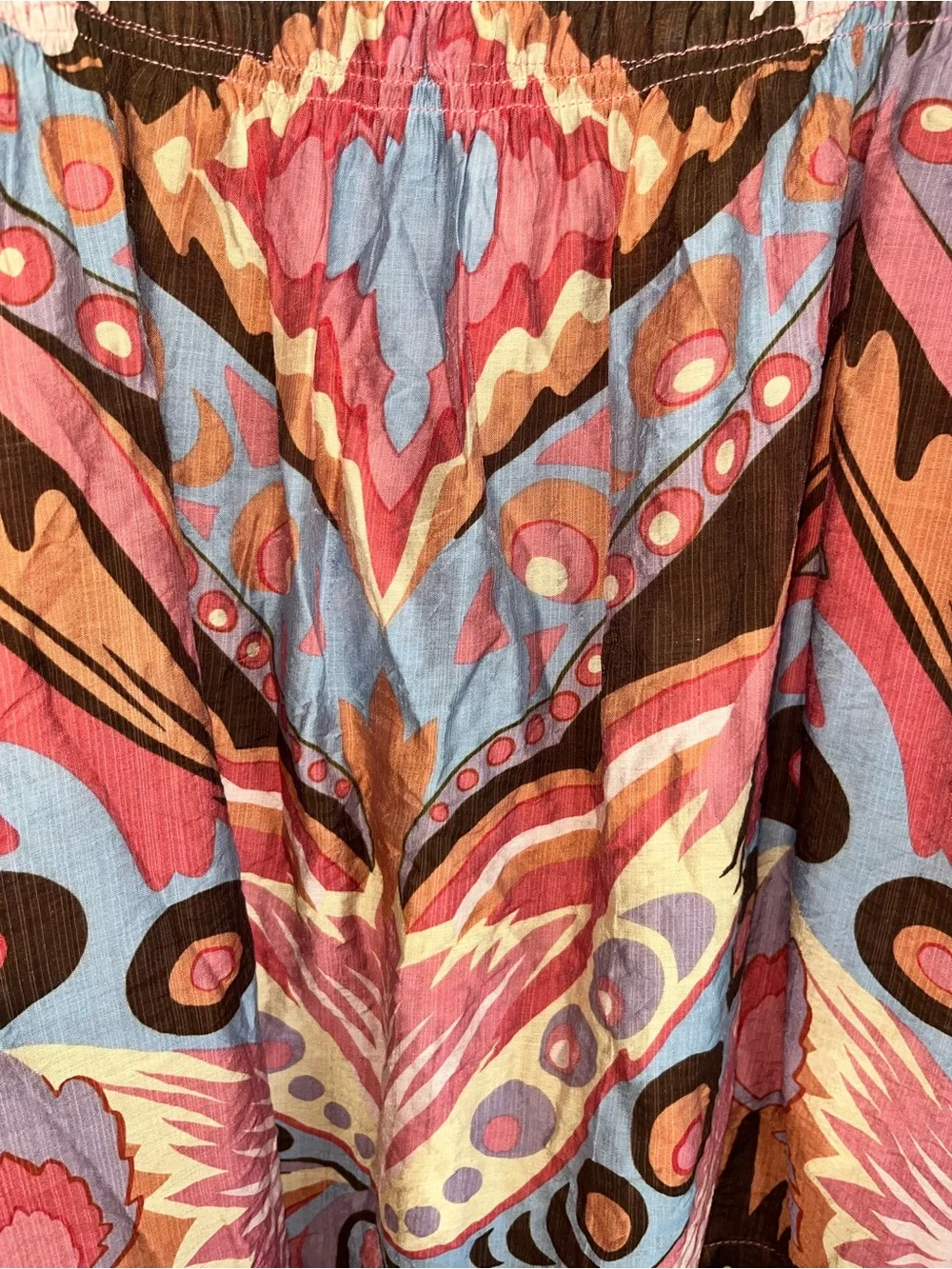 Umgee Boho Off Shoulder Blouse Medium Multicolor Abstract Floral Peasant Top - Picture 5 of 7